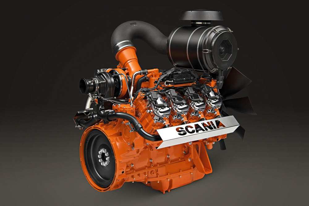 Scania presenta un nuevo motor V8 a gas para generación de energía
